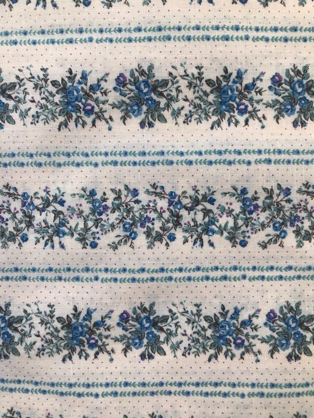 Blue Floral Stripe Cotton Fabric